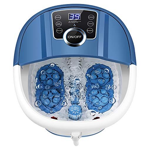 Foot Spa Bath with Heat and Massage and Bubbles, Foot Bath Massager w/16 Motorized Shiatsu Rollers