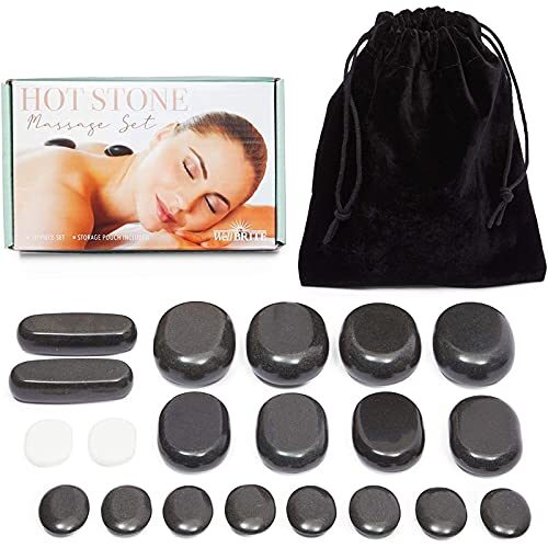Hot Stone Back Massage Set, Basalt Rocks for Spa (20 Pieces)