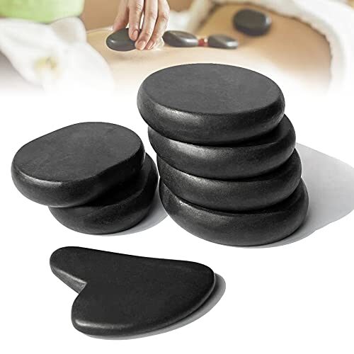 Hot Stones – 6 Large Essential Massage Stones Set (3.15in) for Professional or Home spa, Relaxing, Healing, Pain Relief by ActiveBliss