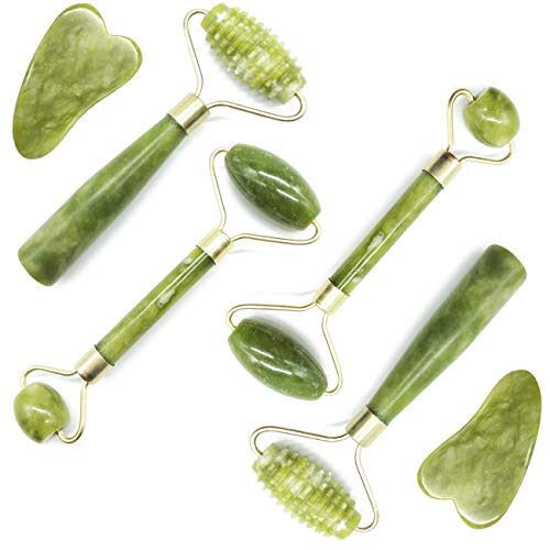 Jade Roller Facial Ridged Roller Skin Massage Roller Gua Sha Scraping Massage